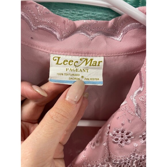 Lee Mar Vintage Pink Long Sleeve Button-Up Top, Size Large - Picture 2 of 4